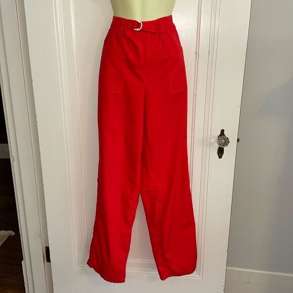 Vintage 70s Take 1 Red Polyester/Cotton Pull on Pants with Front Pockets - Picture 1 of 12